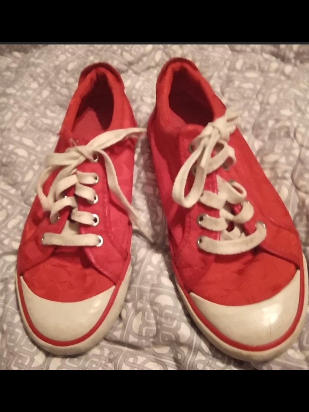 Coach Vintage Red & White Low-Top Canvas Sneakers Size 8